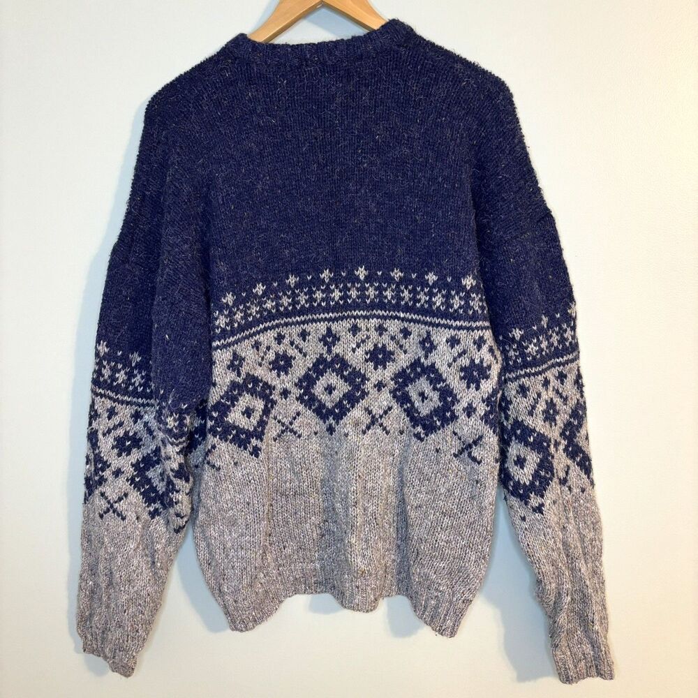 Vintage Etchings Men’s Sweater Wool Blend Grandpa 80s 90s Fair Isle Cabincore L - Picture 3 of 9